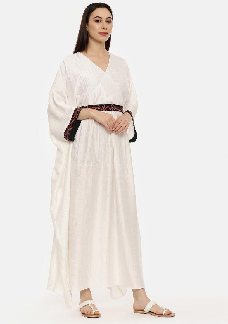 Ivory Solid Silk Dress