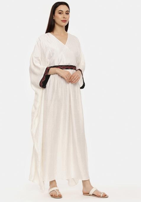 Ivory Solid Silk Dress