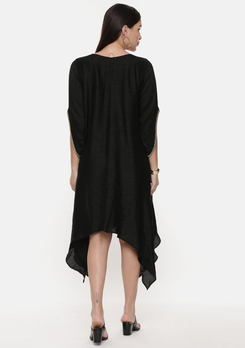 Black Embroidered Cotton Dress