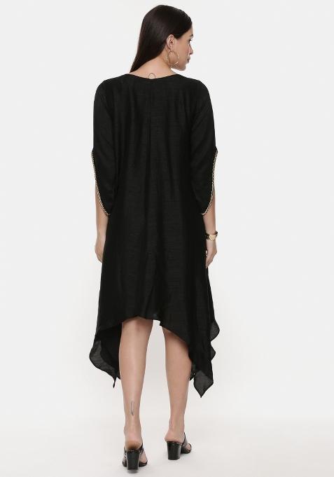 Black Embroidered Cotton Dress