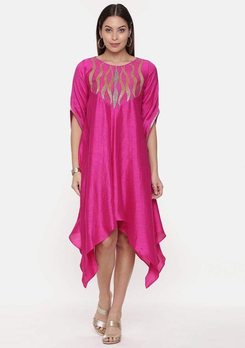 Pink Embroidered Cotton Dress