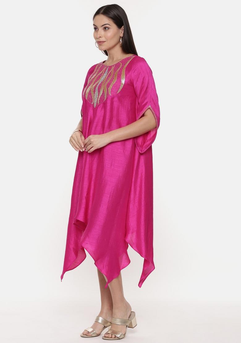 Pink Embroidered Cotton Dress