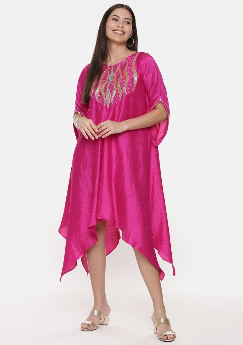 Pink Embroidered Cotton Dress