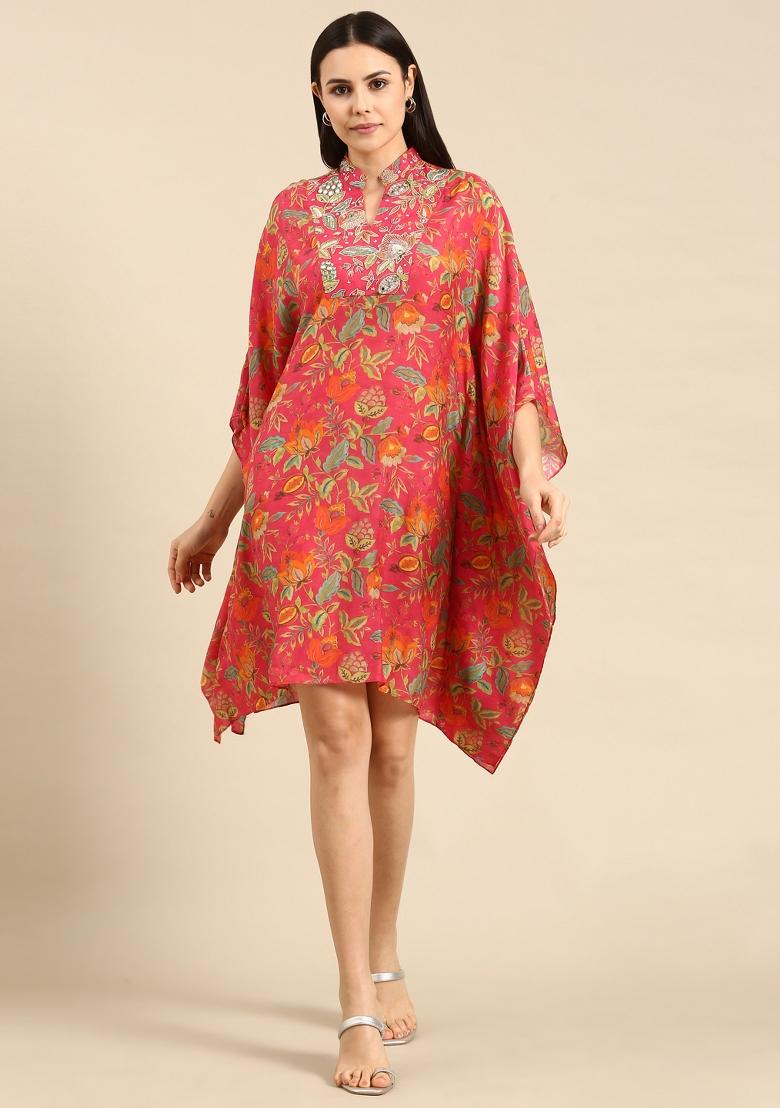 Pink Printed Muslin Dress