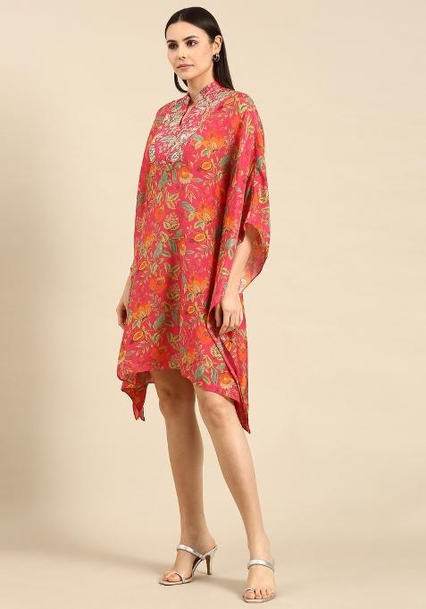 Pink Printed Muslin Dress