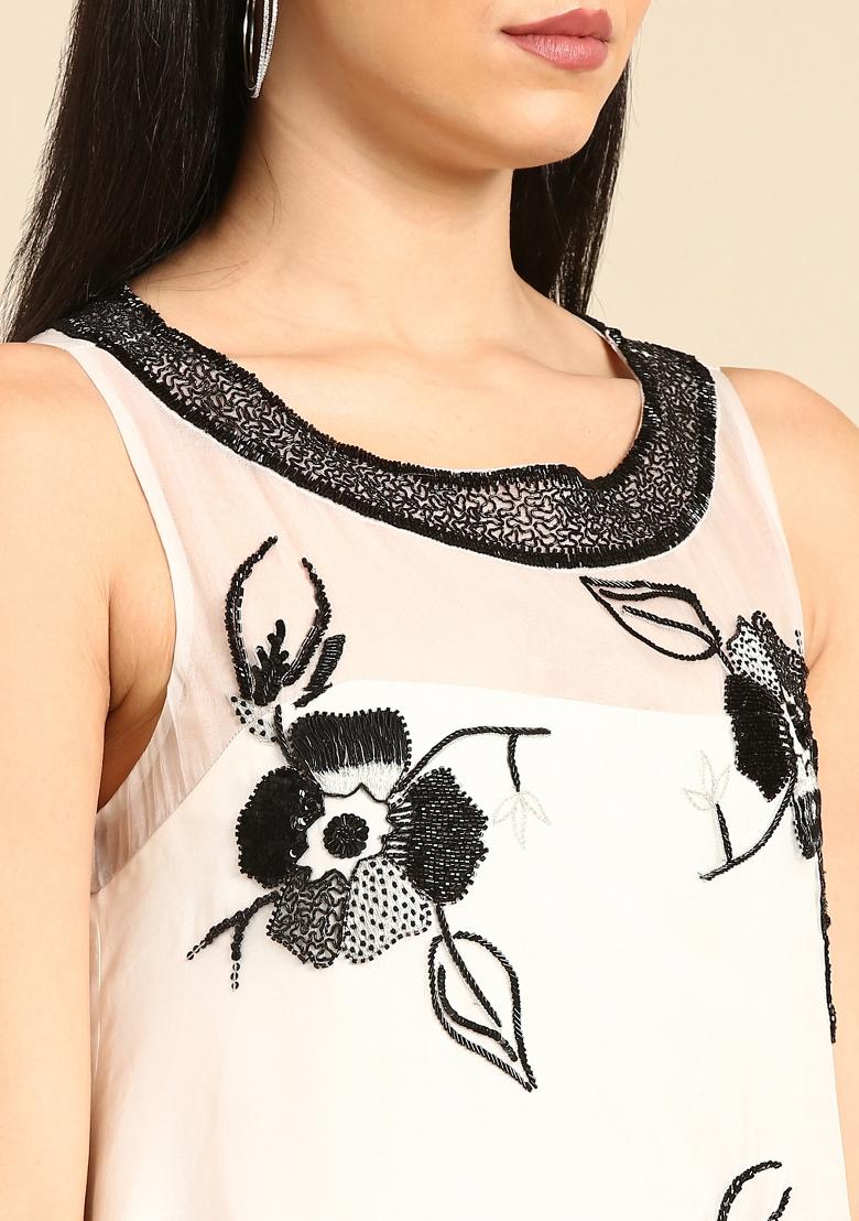 White Solid Silk Dress