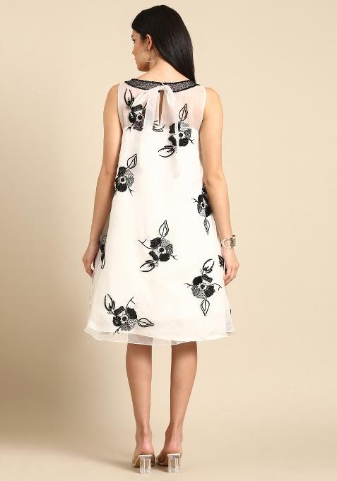 White Solid Silk Dress