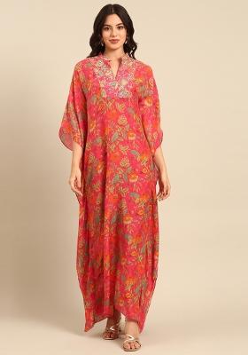 Pink Printed Muslin Dress