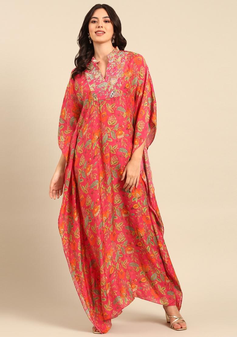 Pink Printed Muslin Dress