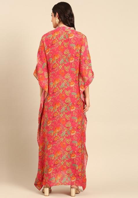 Pink Printed Muslin Dress