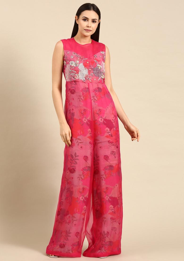 Pink Printed Muslin Dress