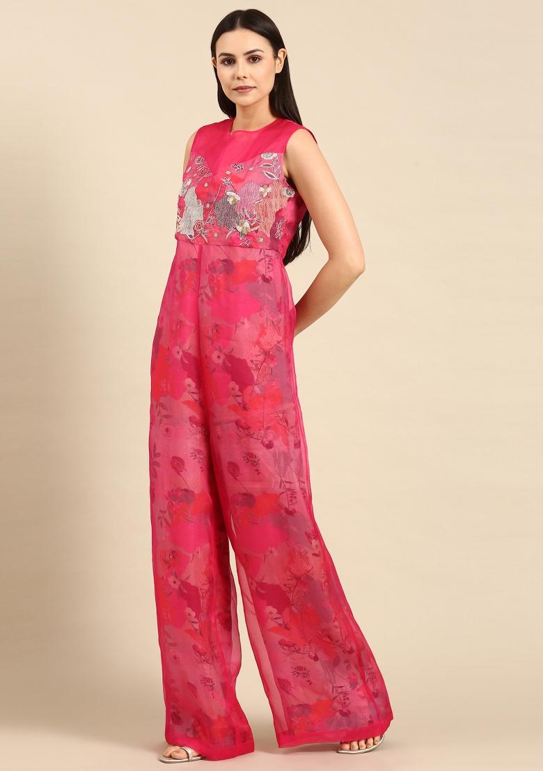 Pink Printed Muslin Dress