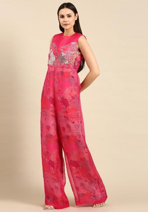 Pink Printed Muslin Dress