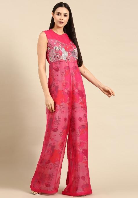 Pink Printed Muslin Dress