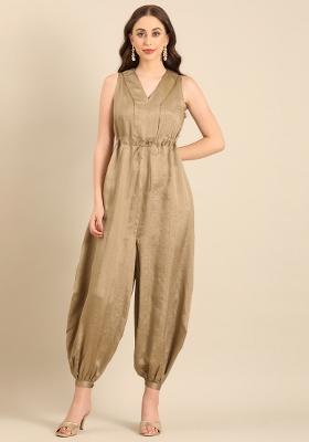 Bronze Solid Blended Dress