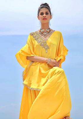 Yellow Mirror Embroidered Co-Ord Set