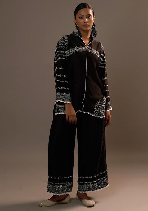 Black Embroidered Enchanting Umbra Shirt Set