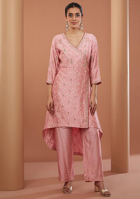 Pink Dori Embroidered Chanderi Silk Sharara Set