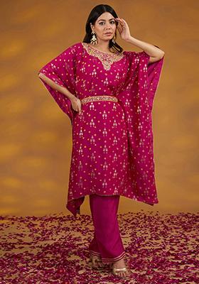 Pink Dori Embroidered Silk Sharara Set