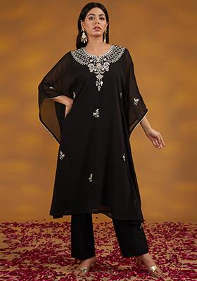 Black Zari Embroidered Georgette Co-Ord Set