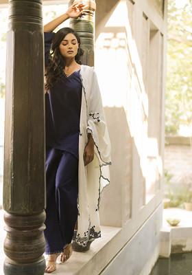 Olive Embroidered Handwoven Cotton Co-Ord Set