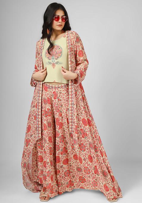 Beige Persian Tales Embroidered Jacket set
