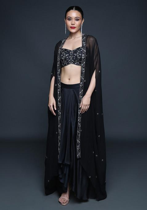 Black Cutdana Embroidered Fusion Set