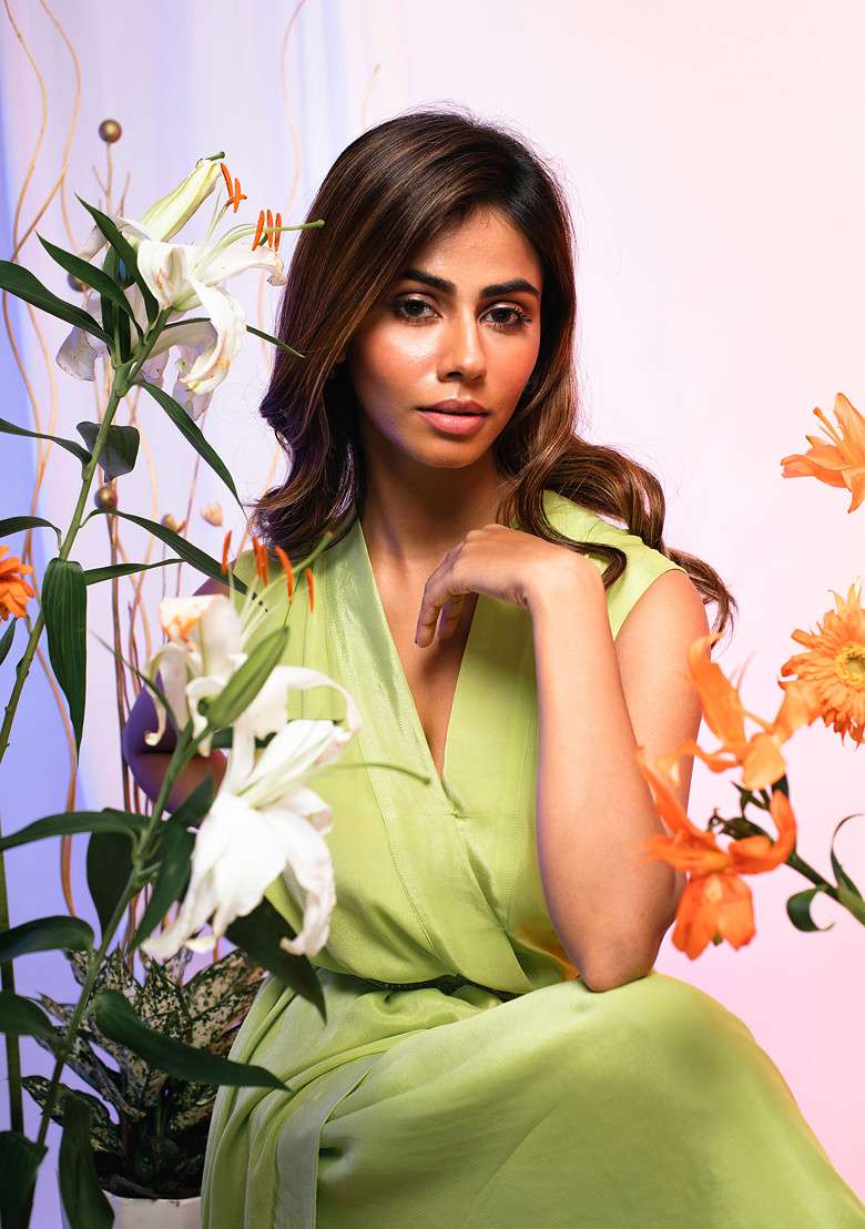 Lime Green Crepe Co-ord Set - Indya