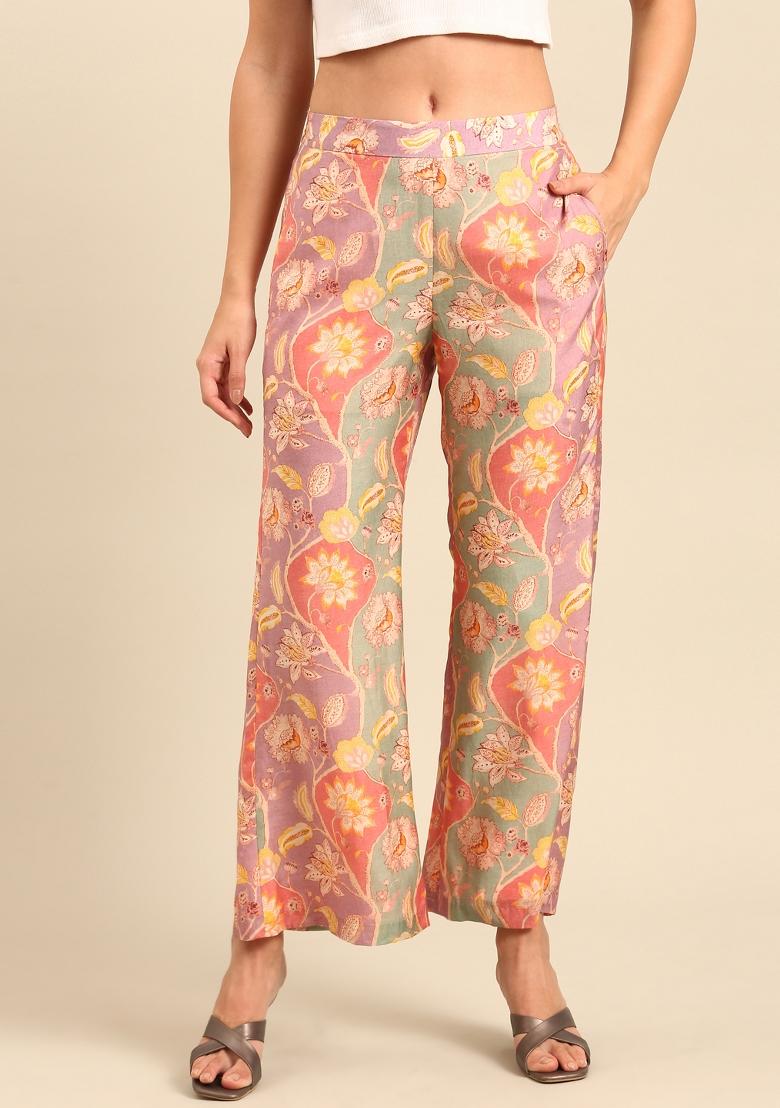 Peach Pink Printed Muslin Co Ord Sets - Indya