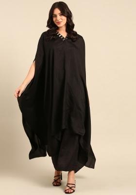 Black Solid Cotton Co Ord Sets