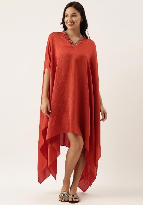 Rust Orange Solid Cotton Co Ord Sets