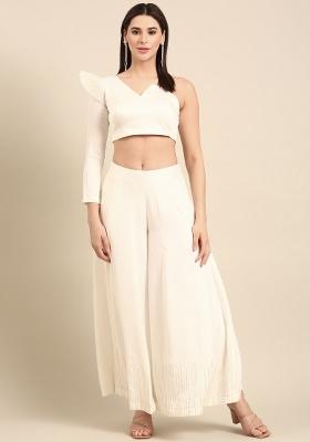 Ivory Solid Silk Co Ord Sets