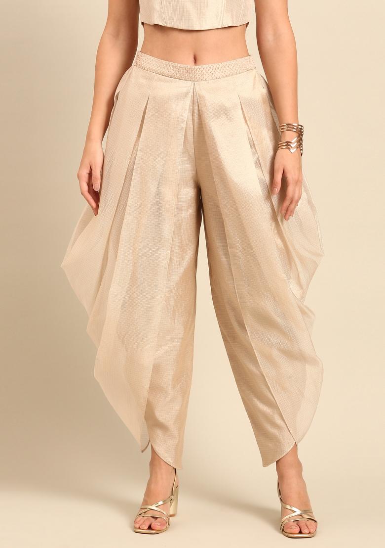 Orange And Gold Solid Silk Co Ord Sets - Indya