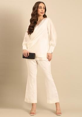 Ivory Solid Silk Co Ord Sets