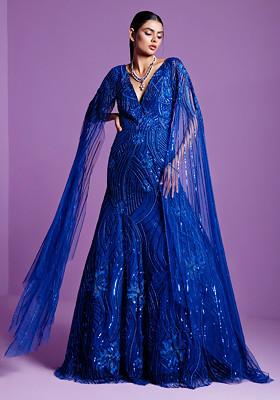 Moonlight Blue Embroidered Gown