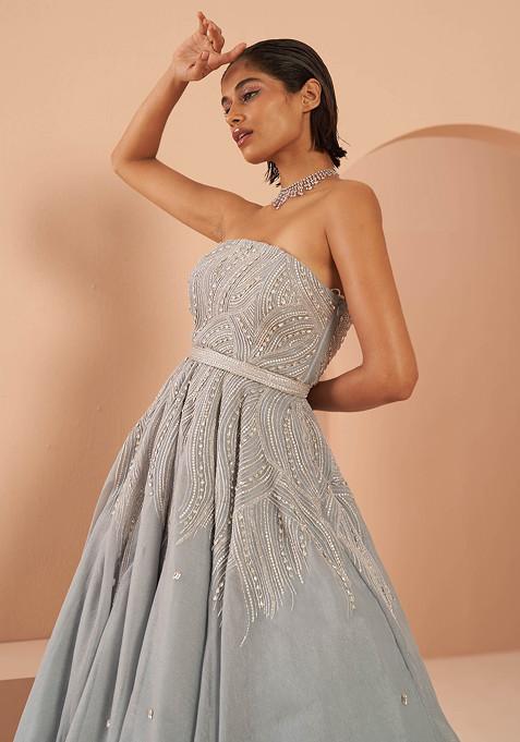 Ice Blue Frozen Crystal Gown