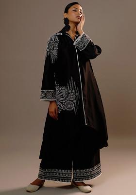 Black Embroidered Alpana Long Kurta Set