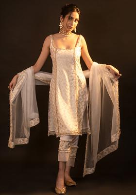White And Gold Embellished Eloise Kurta Set