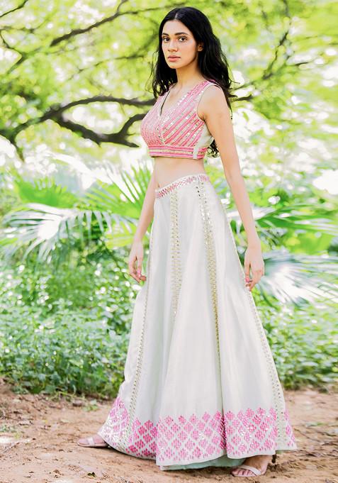 Heer Cerise Pink Mirror Work Sharara & Kurta Set main image 1
