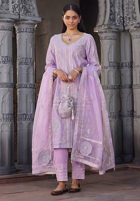 Mauve Ek Baag Embroidered Straight Kurta Set