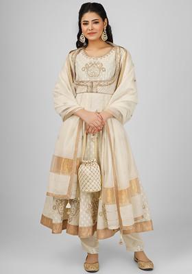 Ivory Taj Dori Embroidered Chanderi Anarkali Set