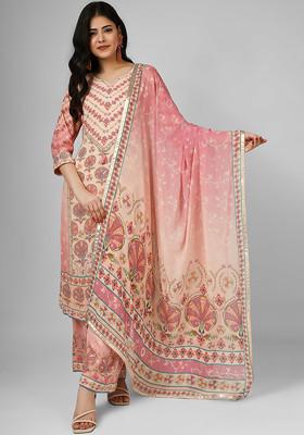 Peach Persian Tales Embroidered Kurta Set