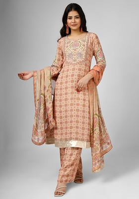 Peach Persian Tales Hand Embroidered Kurta Set