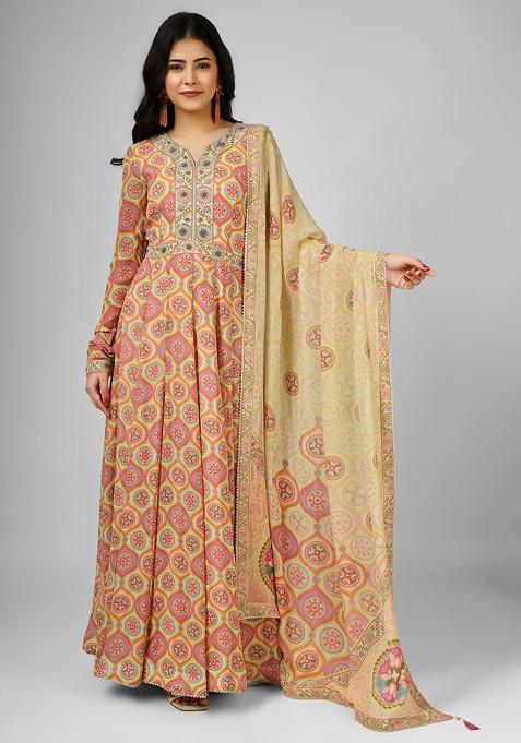 Peach Persian Tales Embroidered Anarkali Set 