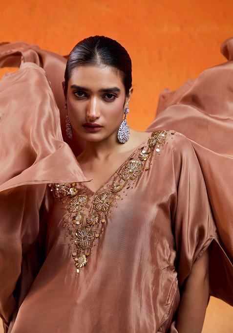 Red Sharara Set With Zari Sequin Detailing