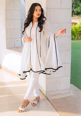 White Embroidered Georgette Chikankari Kurta Set