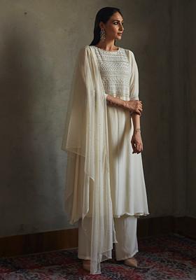 Ivory Thread Hand Embroidered Kurta Set