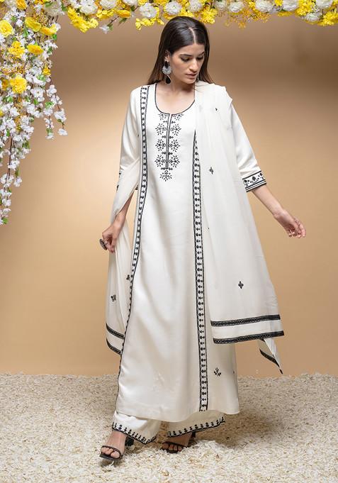 Ivory Mirror Embroidered Kurta Set