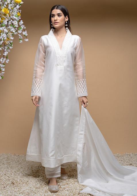 Ivory Applique Work Kurta Set