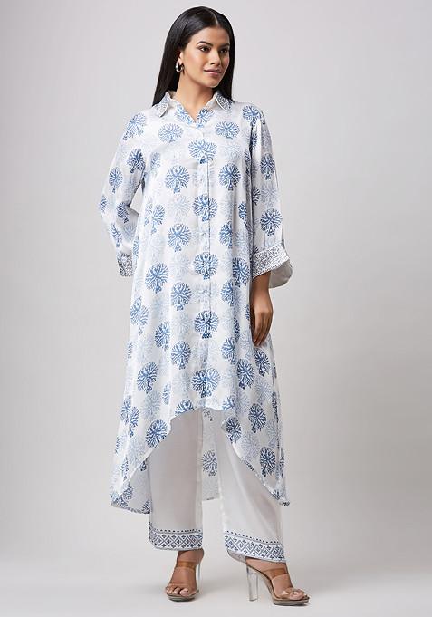 Ivory Abstract Block Print Kurta Set